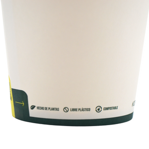 Tapa blanca vaso de café bagasse 8oz - Beeco - Tapa compostable